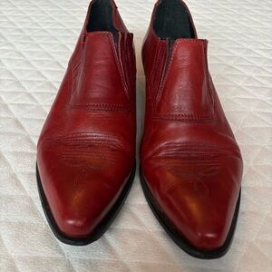 DURANGO Cowgirl Western Boho Ankle Booties Red Leather Slip On Women 9M RO3525
